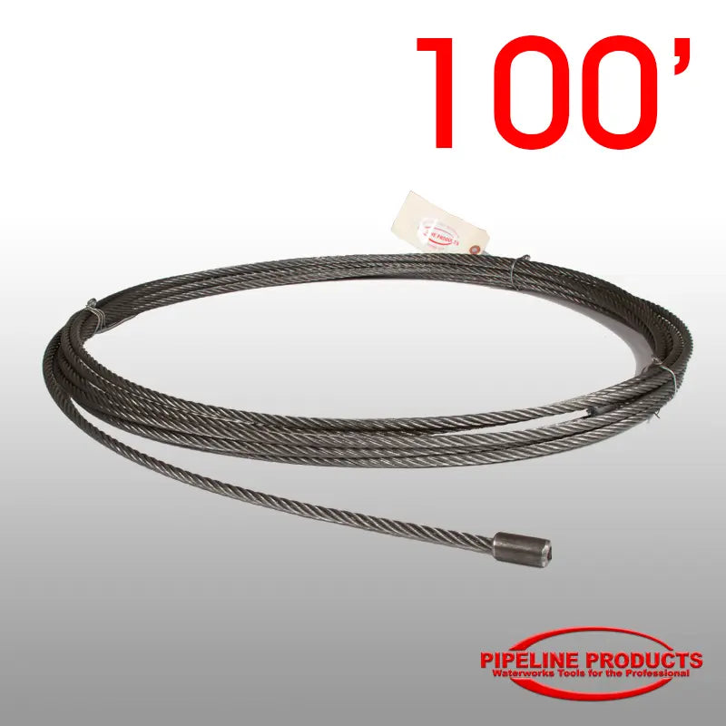 WPC-100 - 3/8" x 100' long heavy duty pulling cable for up to 15,000 lbs - Pipeline Products