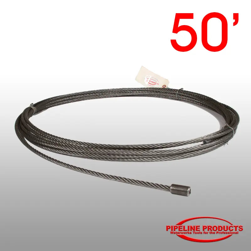 WPC-50 - 3/8" x 50' long heavy duty pulling cable for up to 15,000 lbs Pipeline Products
