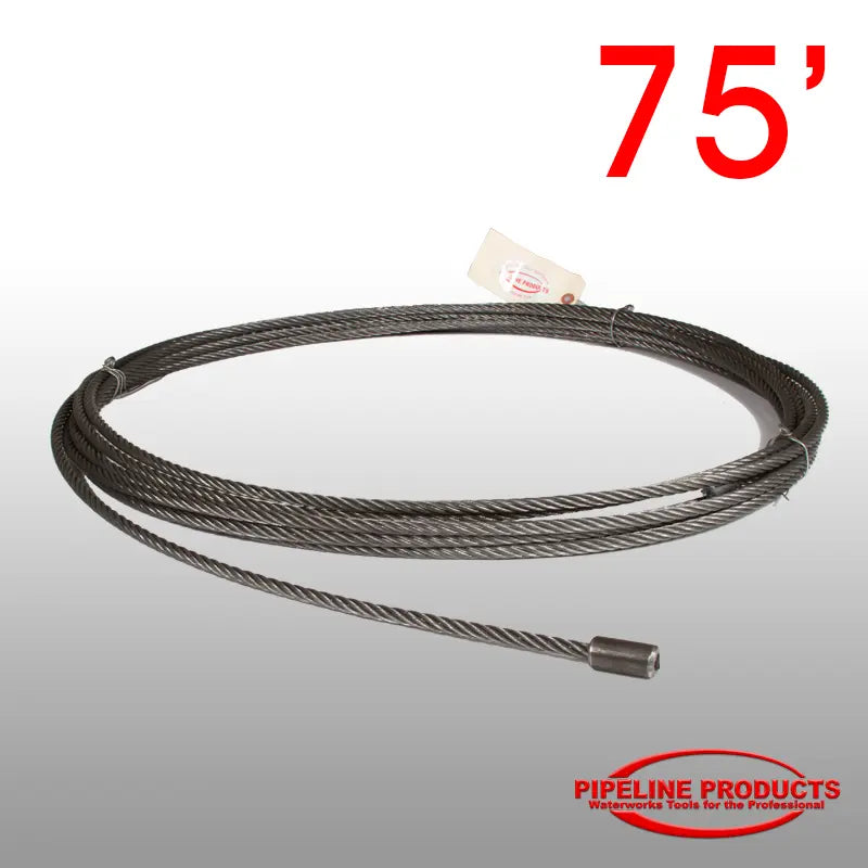 WPC-75 - 3/8" x 75' long heavy duty pulling cable for up to 15,000 lbs Pipeline Products